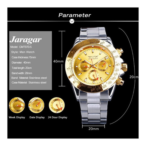 Reloj Luminoso Mecánico Automático Jaragar F120554