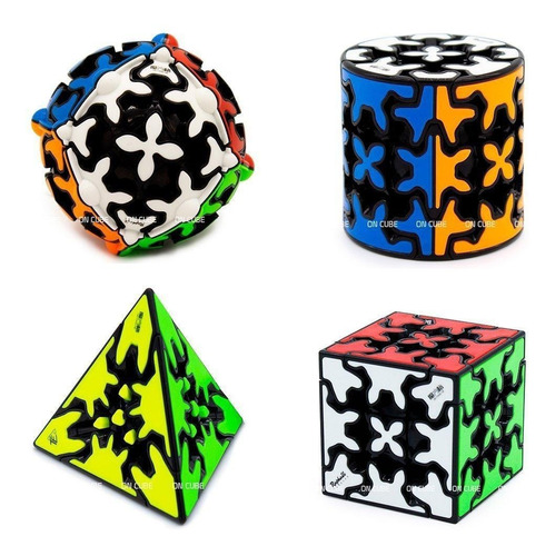 Pack X4 Cubo Rubik Engranaje Qiyi Gear 3x3 Original X4 Negro