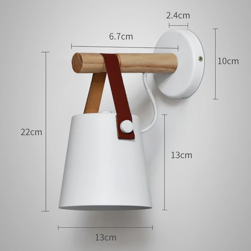 Imagen 3 de 5 de Lampara De Pared Moderna Estilo Nórdico. Detalle En Cuero