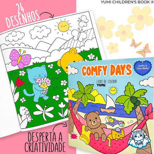 Livro De Colorir Bobbie Comfy Days Dias Quentes Folha Grossa 180g C/ Acetato Coleção Super Fofos