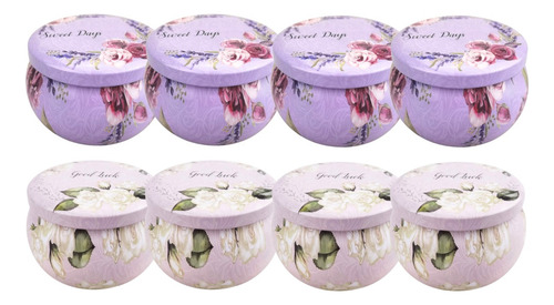 Latas Decoracion Flores P/ Crear Velas Aromáticas Set 8 Pzs