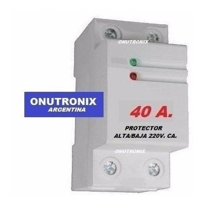 Imagen 2 de 9 de Protector Alta Baja Tension Automatico 220v Ca. 40a Riel Din