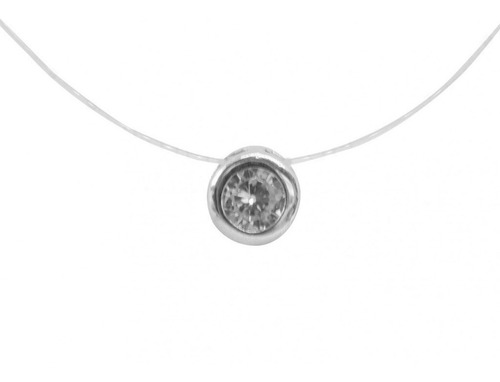 Collar Dama Invisible Punto De Luz Plata Fina Ley 925 40cm