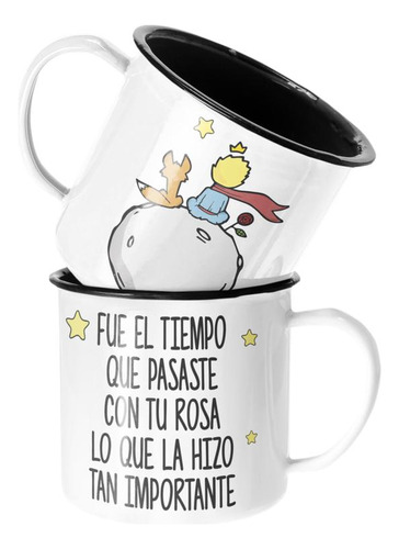 Taza Enlozada Lechera El Principito Libro Tiempo Con Rosa