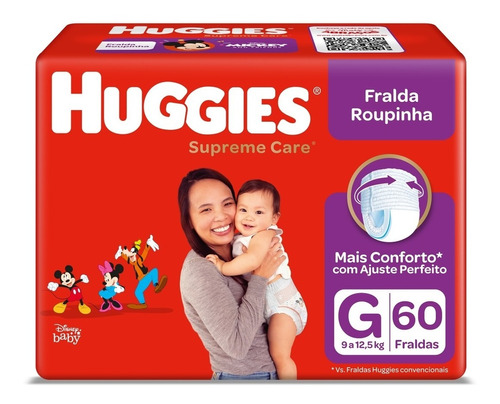 Fralda Infantil Roupinha Supreme Care Disney Tamanho G Com 60 Unidades Huggies