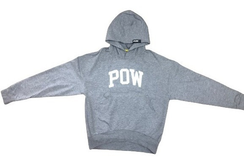 Sueter Sweter Hoodie Con Capucha Marca Pow Color Gris 