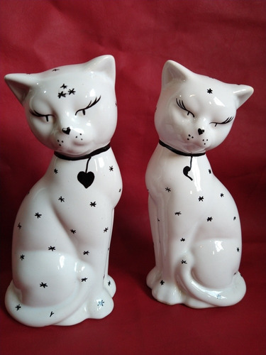 Figuras De Porcelana Pareja De Gatos