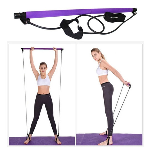 Barra Pilates Fitness Con Banda Elástica Resistencia