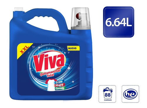 Detergente Líquido Viva Regular Quitamanchas Total 6.64l