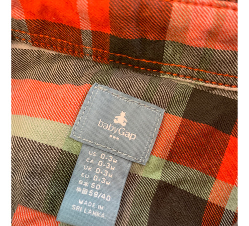 Camisa Gap Bebé Escocesa 0-3meses Tipo Body Impecable (Usado)