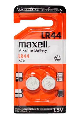  Bateria Lr44 Maxell Alkalina   7und              