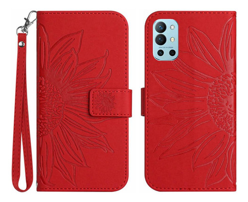 Caso Para Oneplus 9r En Relieve Girasol Flip Cartera Pu