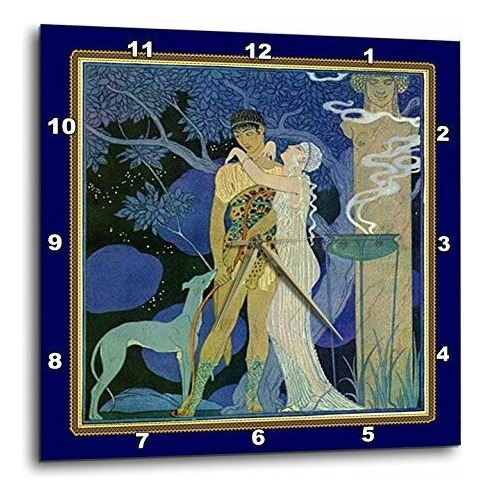 Dpp438083 Art Nouveau Lady Man N Dog Gold N Navy Frames...