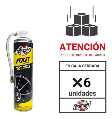 Imagen 2 de 7 de Infla Y Repara Neumaticos Auto Speedway Aerosol X300gr X6un