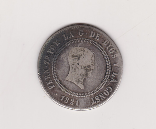 Moneda España 10 Reales Año 1821 Plata Bueno -