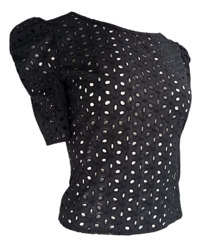 Blusa Dama Algodón Calada Manga Globo Verano Casual Fresca