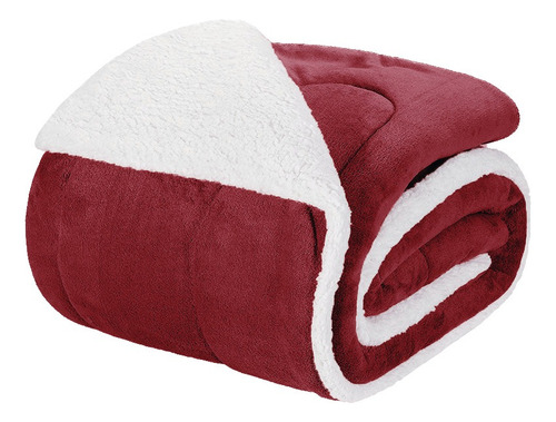Edredom Cobertor Solteiro Infantil Sherpa Dupla Face Fleece Vinho Liso Felpudo Com Sherpa Dupla Face