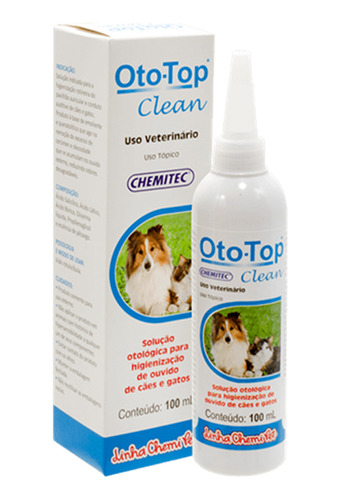 Oto-top Clean Limpeza Otológica Cães Gatos Chemitec 100ml