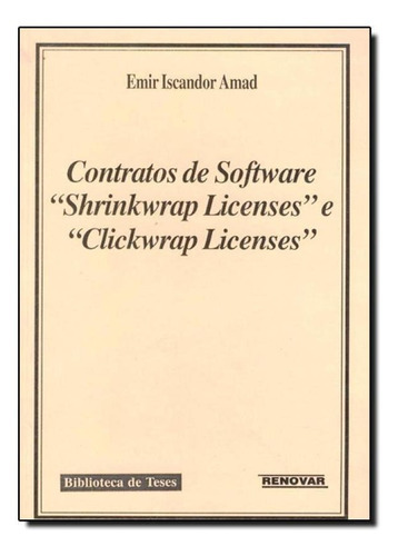 Livro Contratos De Software, De Emir Iscandor Amad. Editora Renovar Em Português