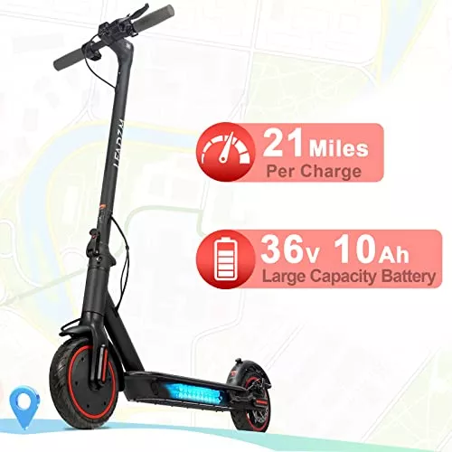 Scooter eléctrico para adultos, motor de 350 W, velocidad de 19 MPH, rango  de 19 a 21 millas, plegable, ligero, sistema de frenado, neumáticos de 8.5