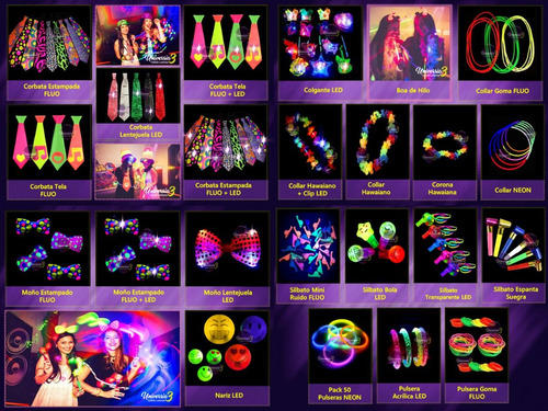 50 Pulsera Neon Quimica Fluo Cotillon Luminoso Combo Carioca