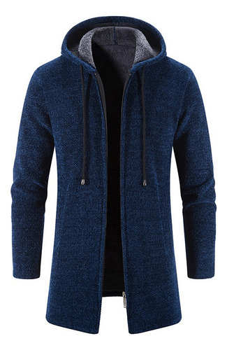 Abrigo Largo Cachemira Hombre Suéter Chaqueta Con Capucha
