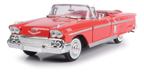 Motormax 1:24 1958 Chevy Impala Convertible Timeless Legends Color Rojo
