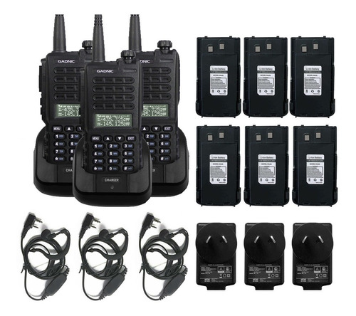 Kit Handy X3 Walkie Talkie Baofeng Uv-6r + 3 Baterias Color Negro Tipo de frecuencia VHF/UHF