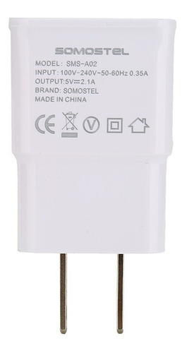 Cargador Viajero Cable V8 2.1a Carga Rapida Cel Y Tablet