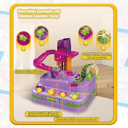 Trans Vs Zombies Adventure Rail Car Toy Chomper Peashooter