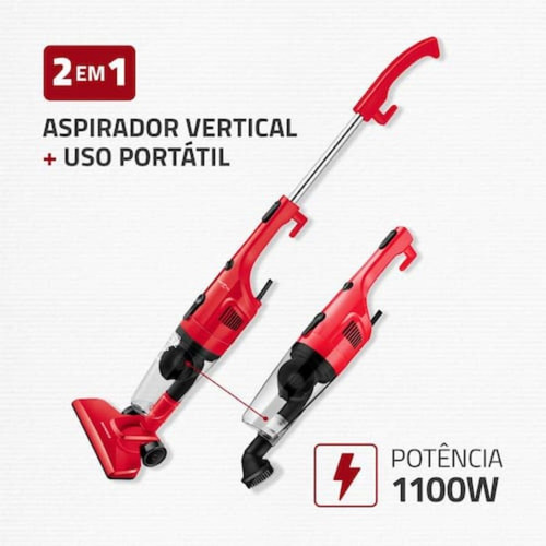 Aspirador De Pó Turbo Cycle 1100w Vermelho E Preto 127v Ap36