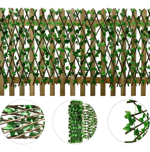 5 Treliças Extensíveis Folhagens Artificiais P/ Muro Inglês