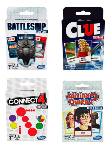 Juegos Cartas Clue Adivina Quien? Conecta 4 Battleship Set 4