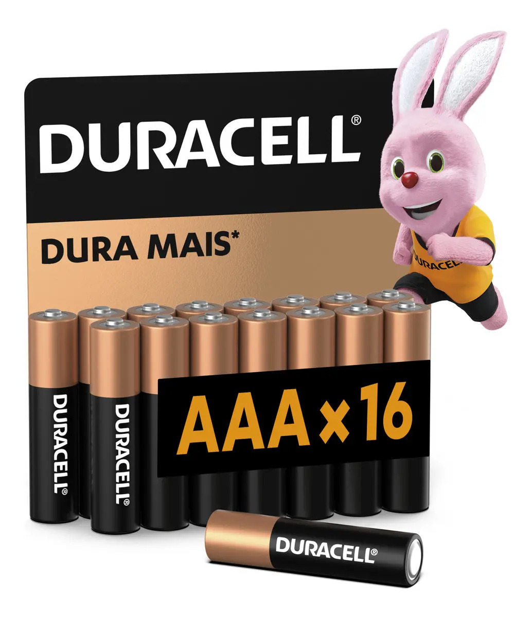 Pilha Alcalina Aaa Palito Duracell Com 16 Unidades