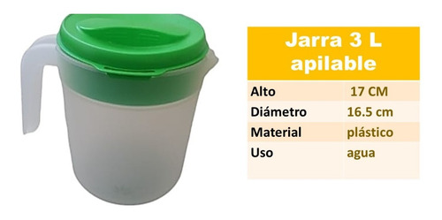Jarras Con Tapa Plástico Resistente Apilable 3 Lit 2 Pzas