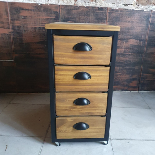 Imagen 2 de 5 de Cajonera Industrial Escritorio Pc Ruedas Movil Hierro 30x50
