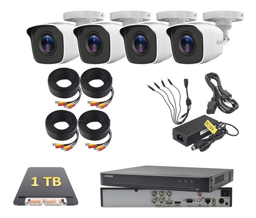Kit Video Vigilancia 4 Cámaras Hd 1080p Cctv Hikvision 1 Tb