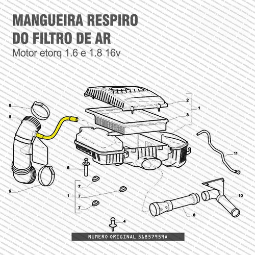 Mangueira Respiro Do Filtro De Ar Para Motor Etorq 51857959a