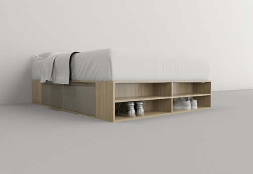 Imagen 2 de 8 de Box De Cama Con Cajonera + Zapatero Organizador Base Somier