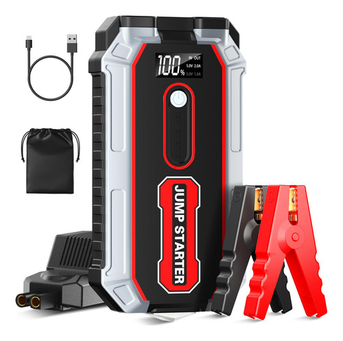 Arrancador De Batería Portátil 2000 A 12 V Con Linterna