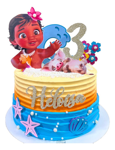 Topo De Bolo Moana Baby Topper Personalizado