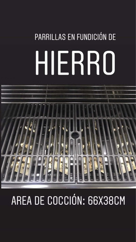 Imagen 5 de 9 de Parrilla A Gas Envasado 4 Quemadores Y Anafe. Acero Inox.