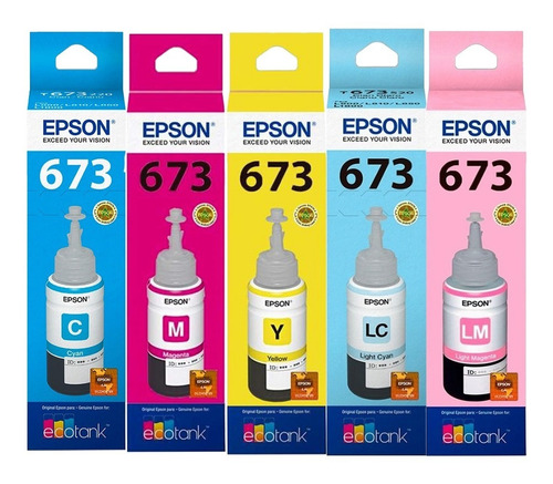 Imagen 2 de 6 de Tinta Epson T673 Colores C-m-y-cl-ml L800 L1800 Original