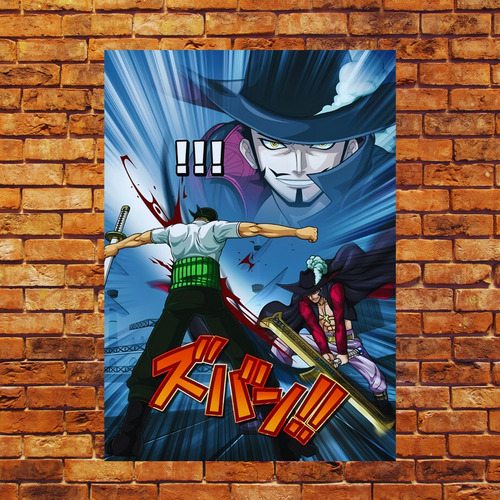 Cuadro Aluminio One Piece 30x20 Zoro Y Mihawk Espadachines