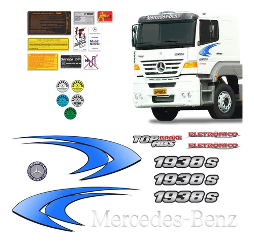comprar Kit Faixa Lateral Mb 1938 S + Adesivo Testeira + Emblemas