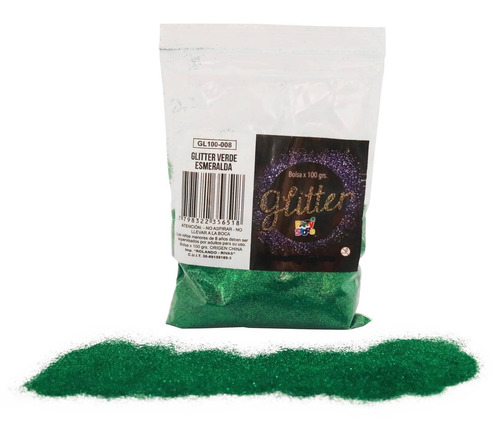 Glitter Gibre Givre Purpurina Brillantina X 100g Color Verde Esmeralda