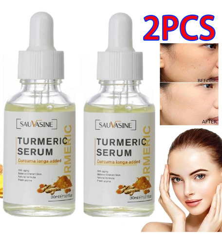 2pcs Natural Turmeric Repair Face Serum Para Cuidados Com A