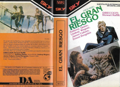 El Gran Riesgo Vhs James Brolin Anthony Quinn Lindsay Wagner