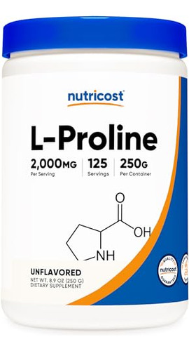 Nutricost L-proline En Polvo 250 Gramos - 2.000 Mg Ph293