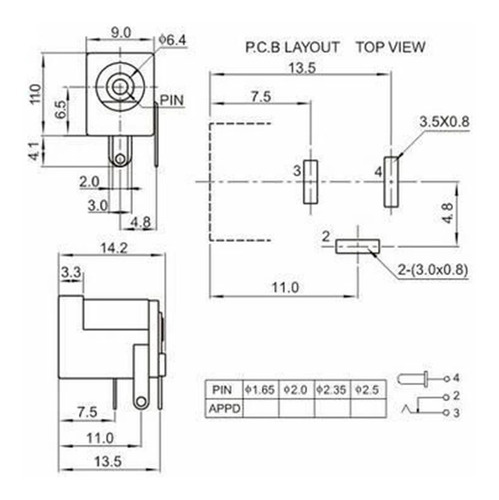 20 X Conector Jack P4 Fêmea Para Fontes C/plug P4 2.1mm